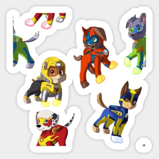 Paw Patrol Mighty Pups Pattern (Boy pups) - Orange Sticker